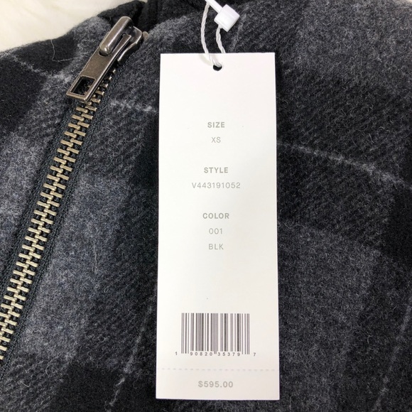 NWT $595 Vince Tonal Plaid Wool-knit Bomber Jacket In Black - Picture 6 of 6